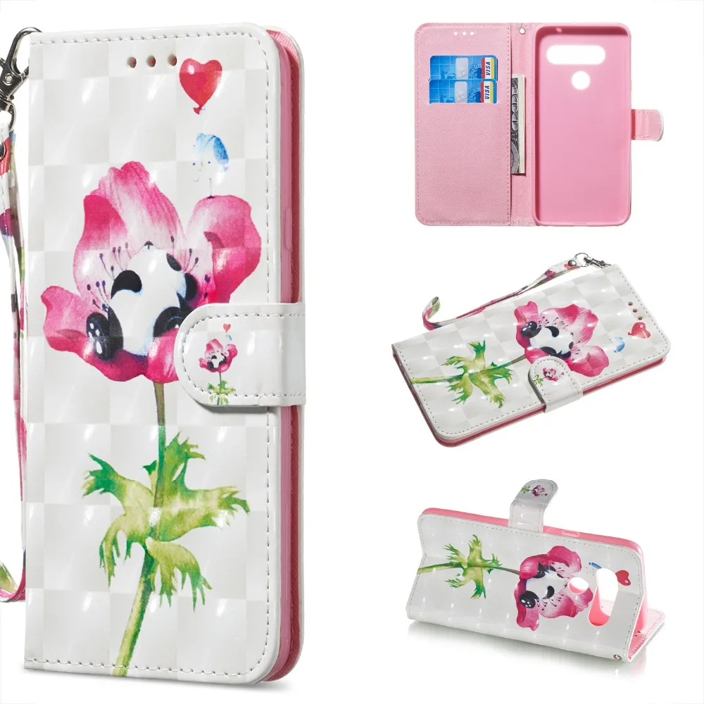 Чехол для телефона Etui Coque крышка чехол для LG V30 V40 G6 G7 K8 K10 stylo4 Q8 G8 G8 ThinQ с 3D роспись из искусственной кожи чехол-портмоне с откидной крышкой