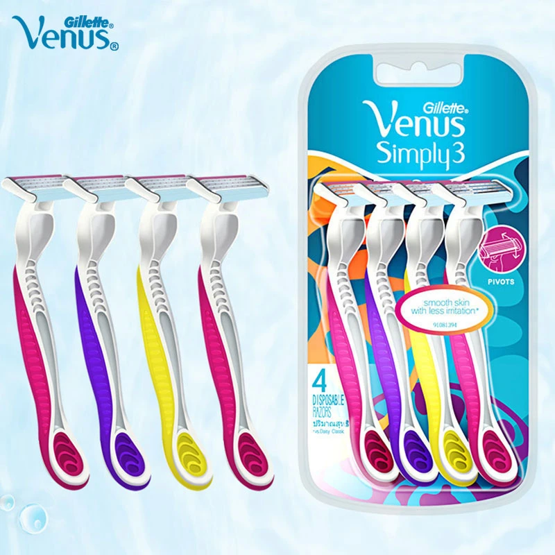 

Gillette Venus Simply 3 Women's Shaver Disposable Safety Razor Smooth Body Manual Hair Removal Lady Girl Shaving Razor 4pcs/pack