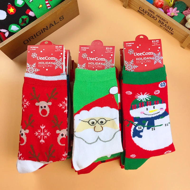 

Cotton Straight Christmas Sock For Women Men Lovely Cartoon Santa Claus Socks Breathable Hosiery Winter Comfortable Warm Socks
