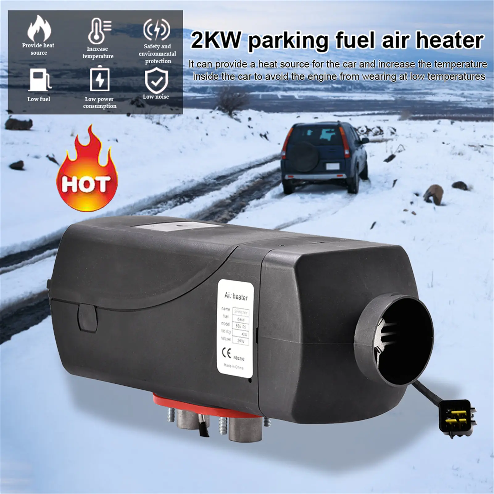 Low Noise Car Heater 2KW 12V/Air Heater With LCD Remote Control Integrated Parking RV Truck Boat