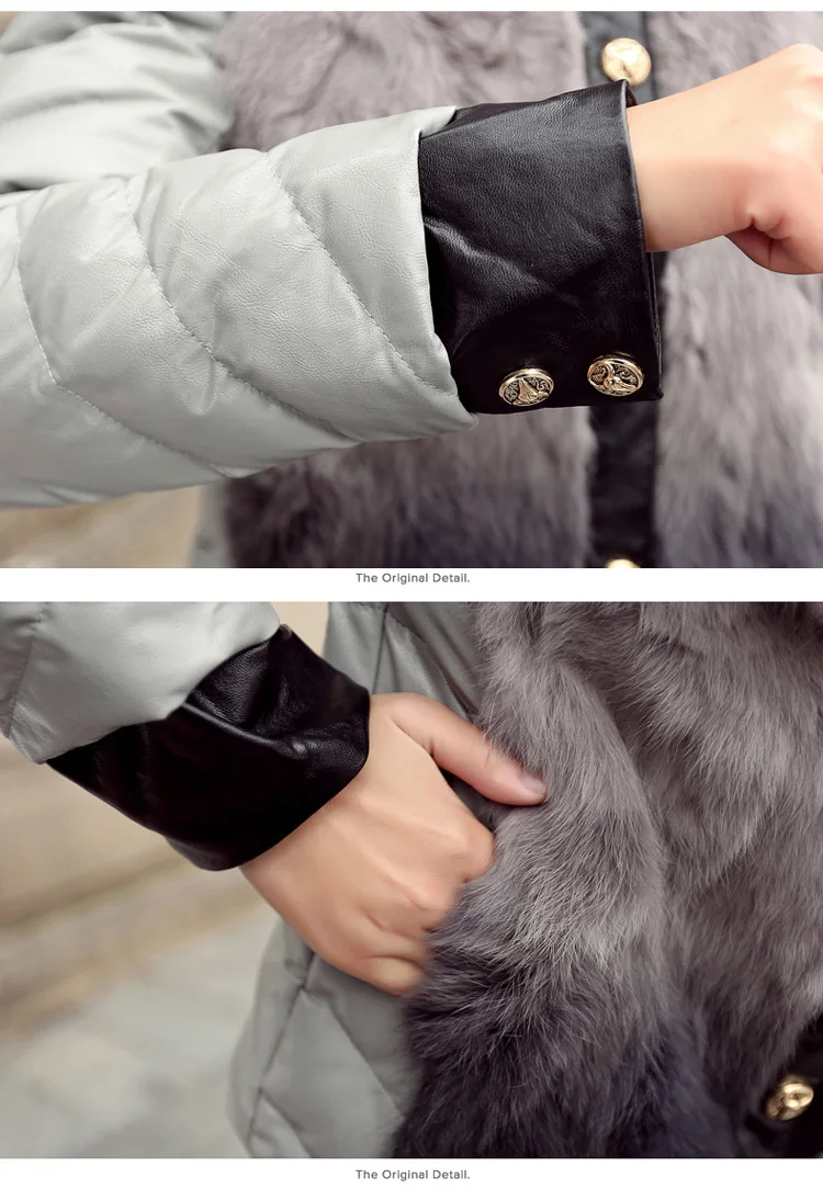Brand WOMEN'S Dress China Gedi Love Short Leather down Jacket Fashion Joint Really Rabbit Fur Cotton Overcoat