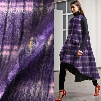 

Siiboo mohair wool long hair thick fabric for women winter coat dress luxurious style sp6304