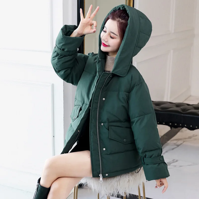 

Simple Fashion Hooded Short Bread Cotton Coat Women's 2019 Winter New Style BF Comfortable Versatile Warm Cotton-padded Clothes