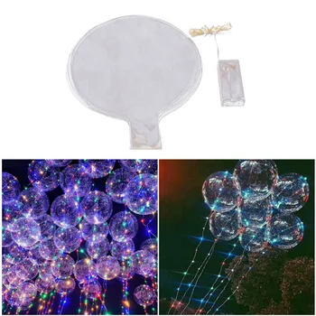 

6 Set LED Light Up Air Popo Balloon Transparent Balloon Flashing Mixed Color Light With 3m Copper Wire and LED Light Bar for Bir