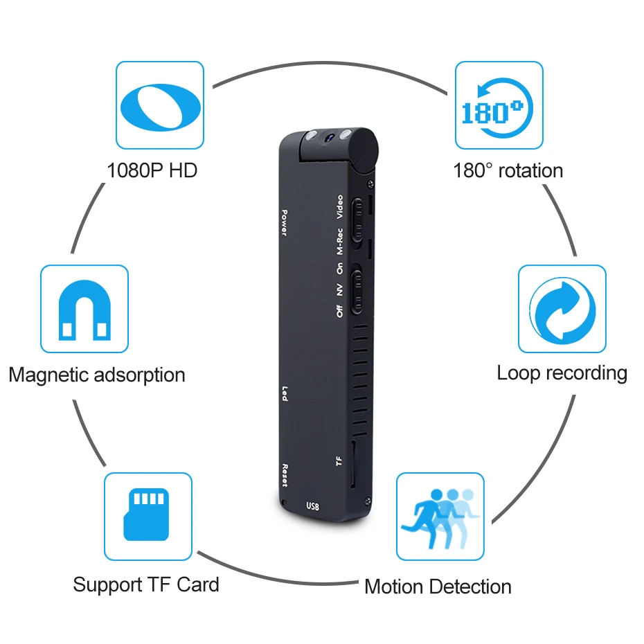 

Mini Camcorder Night Vision Camera Infrared Video Recorder Cameras HD 1080P Sport DV Flashlight Support TF Card Camera Car DVR