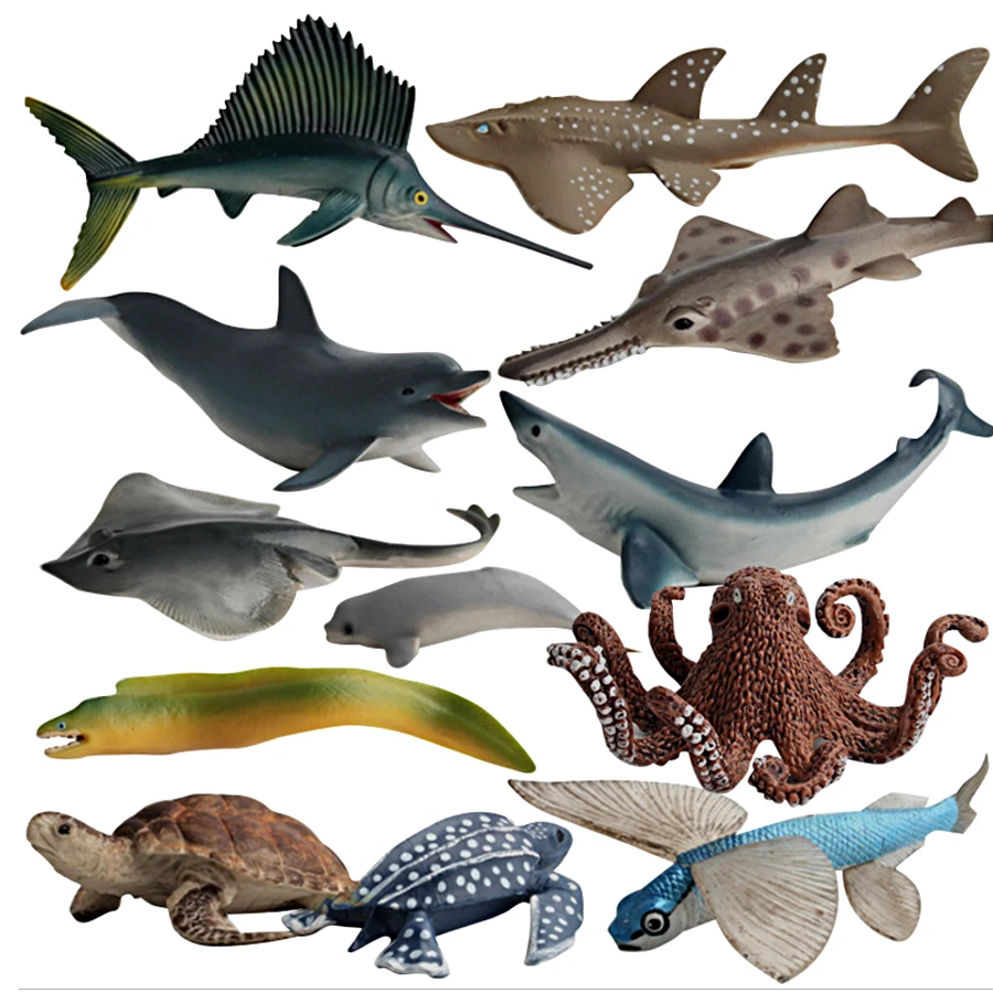 

Simulation Flying fish Sailfish Shark Whale Turtle Dolphin Ocean Animal Model figure Figurine home decoration accessories decor