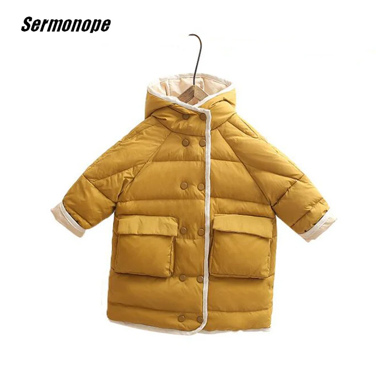 Sermonope/2019 г. Новая осенне-зимняя детская пуховая куртка с капюшоном теплое пальто