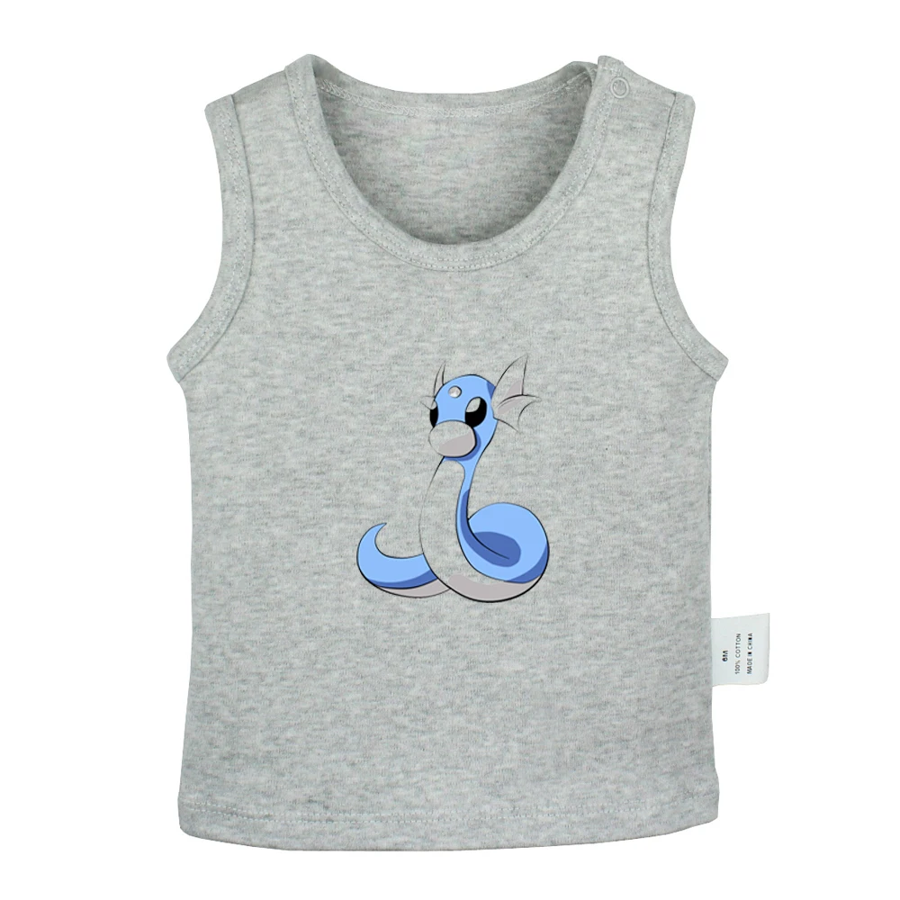 Милый мультяшный Покемон Dratini Gyarados Lapras Poliwag дизайн новорожденных Детские майки футболки жилет для малышей хлопковая одежда для новорожденных без рукавов - Цвет: JbBabyYV948G