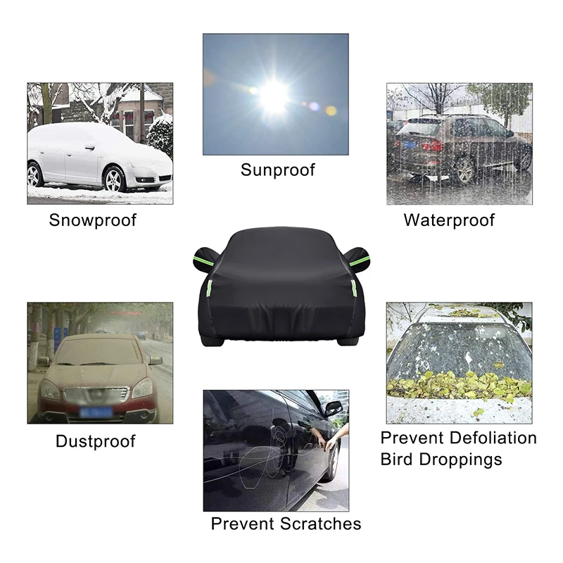 Housses de voiture complètes SUV/berline universelles, extérieur étanche,  protection contre la pluie solaire et la neige, conception de fermeture à  glissière de voiture UV, housse de voiture noire, L-XXXL - AliExpress