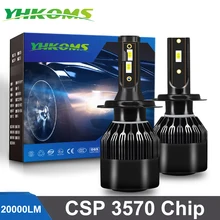 YHKOMS H4 LED H7 LED 20000LM H1 H8 H9 H11 9005 HB3 9006 HB4 9012 bombilla LED de coche luz antiniebla para coche automóviles faro 6000K