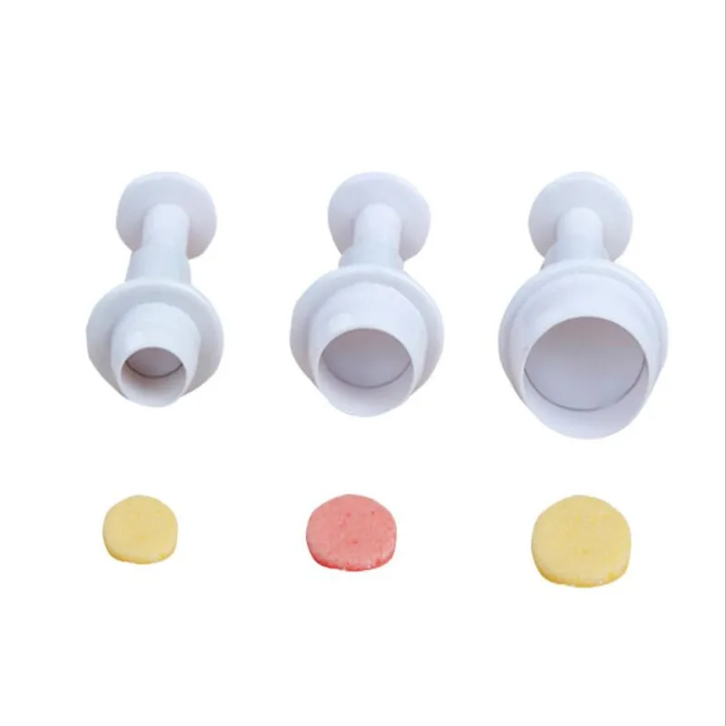 Round Circle Style Cake Biscuit Cookies Mold Cutter Plunger Fondant Sugar craft Icing Decorating 3pcs Birthday Party Supplies cookie cutter baking mold cookie mould fondant cutter baking decorating tools