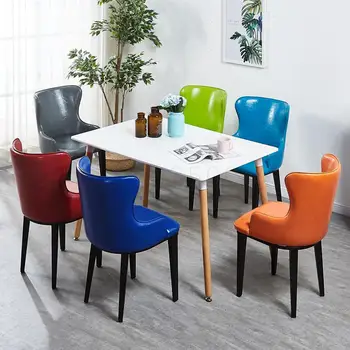 

Nordic light luxury dining chair simple home hotel negotiation table and chair nail tea shop solid wood back chair