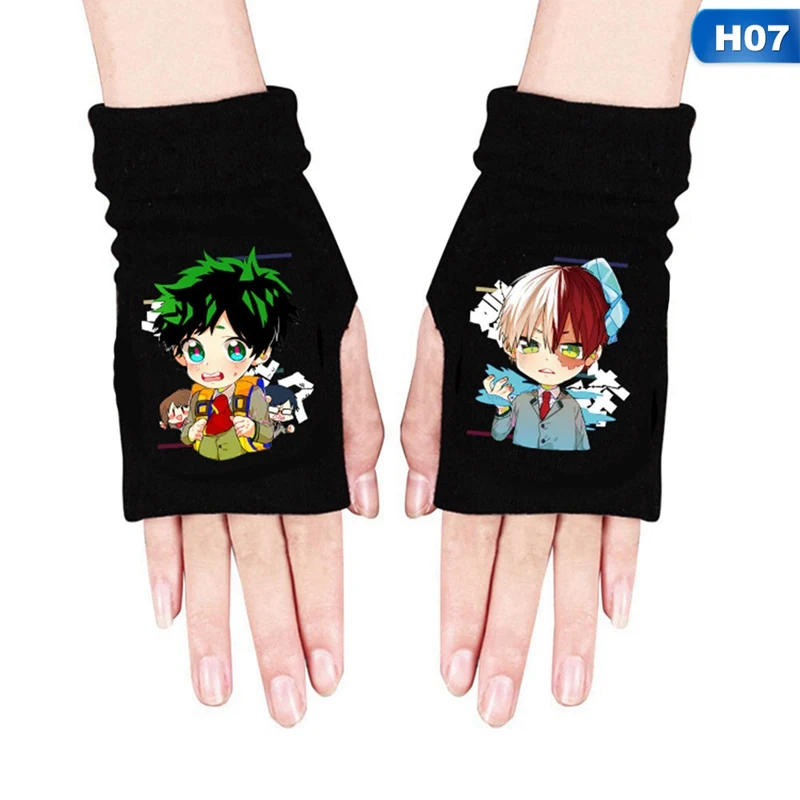 Вязаные перчатки Kimetsu No Yaiba Demon Slayer Nezuko Tanjirou, теплые хлопковые рукавицы на запястье, аксессуары для косплея, подарок на зиму