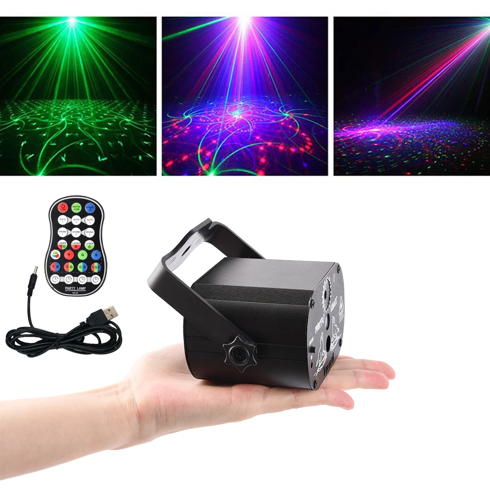 Мини USB зарядка DJ диско свет стробоскоп студийное освещение для вечеринки эффект голоса лазерный проектор с программой света 60 режимов для танцпола