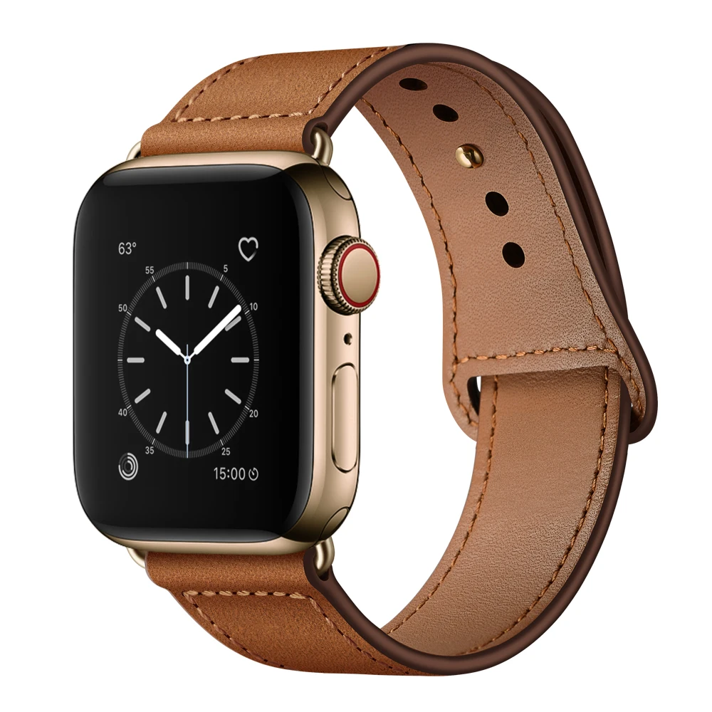 Ремешок для часов из натуральной кожи для apple watch 1 2 3 4 5 iwatch ремешок для часов 38 мм 42 мм 40 мм 44 мм - Цвет ремешка: GTGO