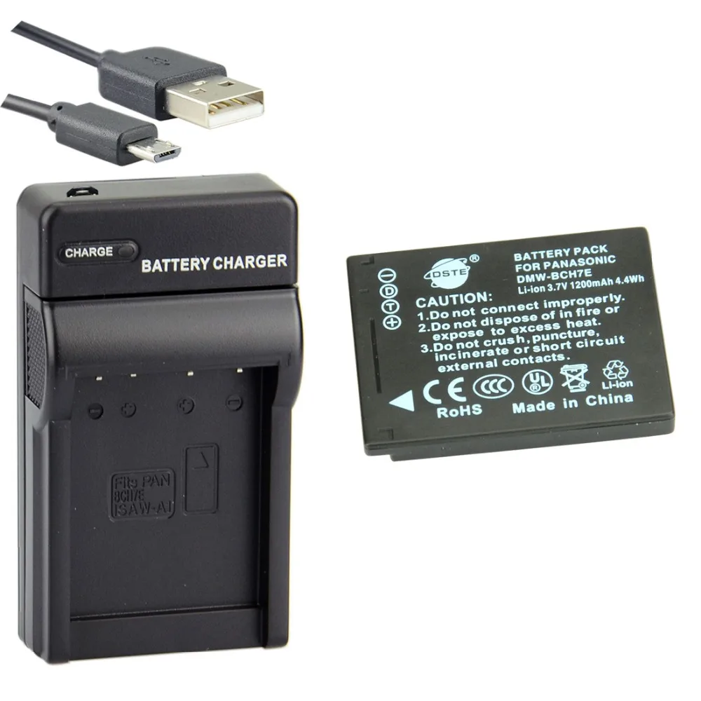 4 шт. 1200 мАч 3,7 V DMW-BCH7E BCH7E DSTE батарея камеры DSLR Зарядное устройство полностью расшифрованный для цифрового фотоаппарата Panasonic DMC-FP1 FP2 FP3 FT10 TS10
