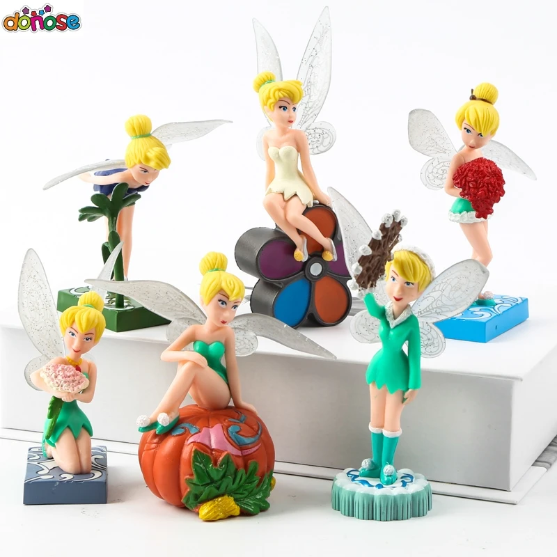 6pcs/set Cartoon Tinkerbell Fairy Adorable Tinker Bell Figures Flower Girl Doll Toy Classic Toys For Children