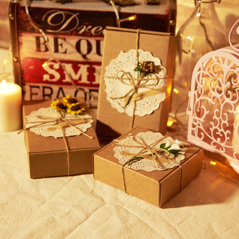 Mu guang DIY сушеный цветок пеньковая веревка Ретро литература и художественный картон Подарочная коробка набор Регулируемый бумажный ручной работы