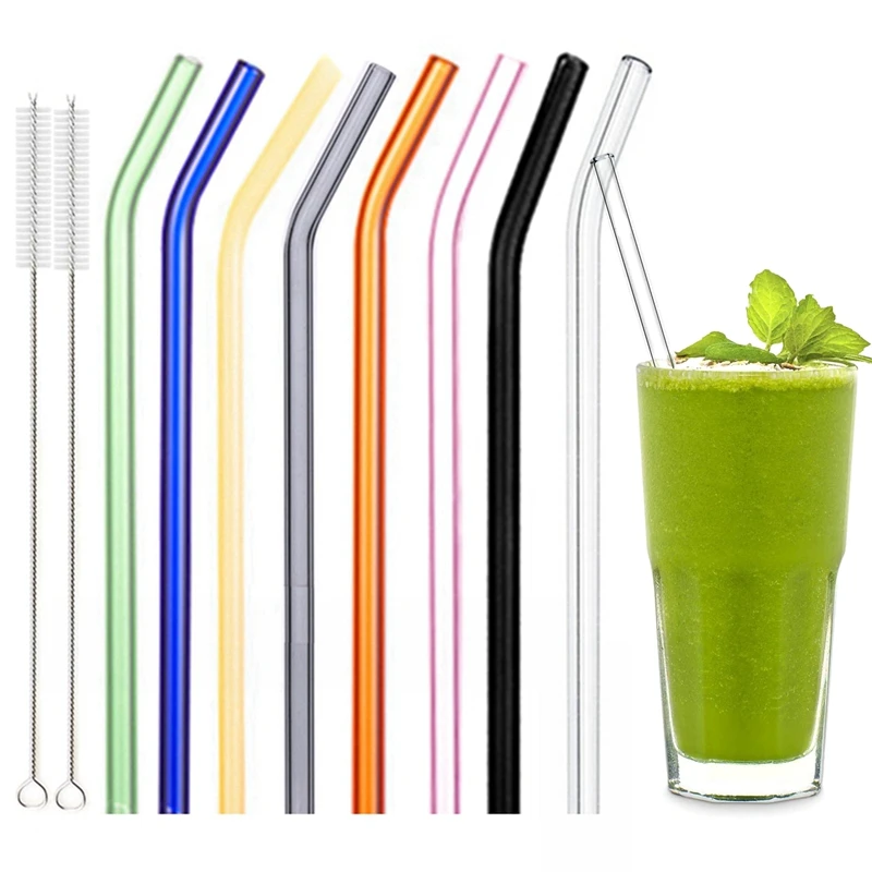 Description Picture 2 of item20cm Colorful Reusable Glass Straws High Borosilicate Glass Eco Friendly Drinking Straw for Cocktail Smoothie Milkshake Dinkware