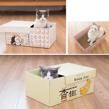 

TWISTER.CK Cat Scratching Box Grinding Claws Scratcher Toy Nest Corrugated Paper Pad Bed Mat Corrugated Paper 37*24*16cm