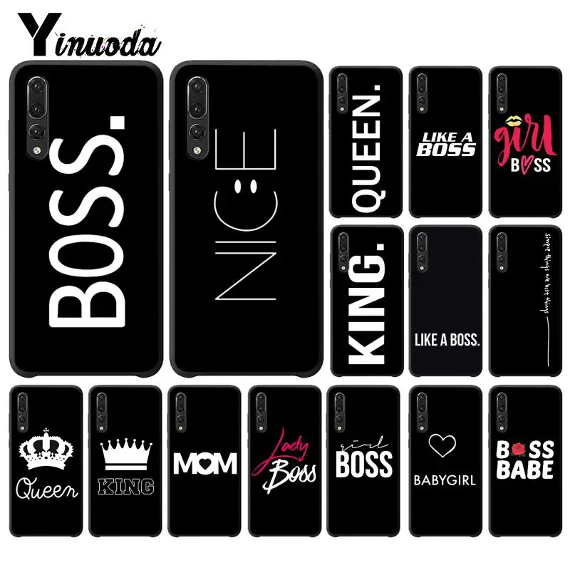 Yinuoda Boss queen King Text Art Обложка Черный телефон чехол для Huawei P9 P10 Plus Mate9 10 Mate10 Lite P20 Pro Honor10