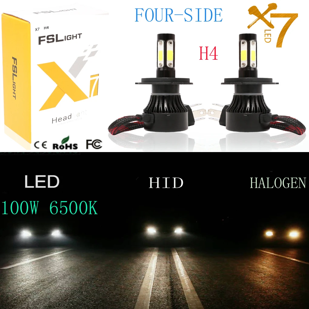 1 пара мигающий конверсионный комплект H4/H7/H11/H13 100W 6500K светодиодный фары Противотуманные фары холодный белый переключающий автомобиль грузовик свет