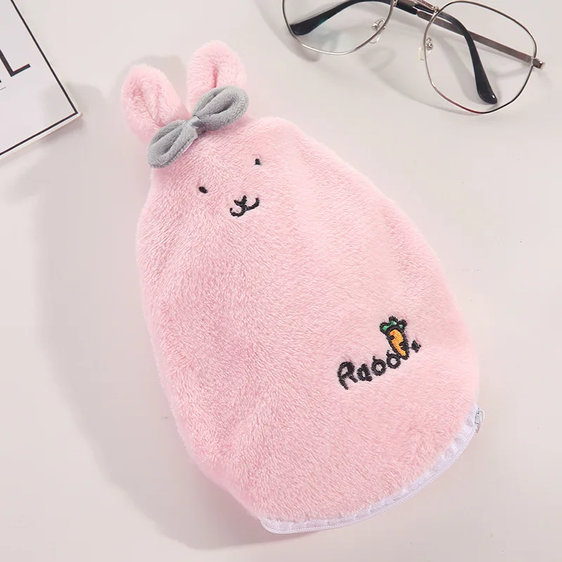 Pink Корейский стиль, милый кролик, наполняющая водой, сумка для горячей воды, портативный фланелевый комплект, сумка, съемный креативный инструмент для подогрева рук - Цвет: Pink