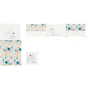 

Edredon+protector+cojin 62x125 Happy Zoo Blanco y Gris