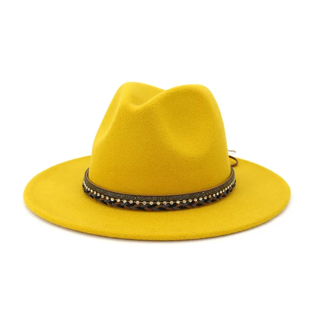 yellow trilby hat