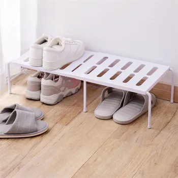 

Saving Space Adjustable Kitchen Storage Rack Cupboard Storage Shelf Single Layer Kitchen Organizer Wardrobe Shoe Organizers