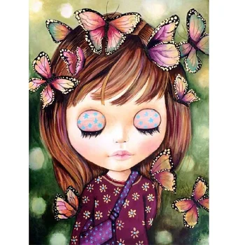 

5D Diy Diamond Painting Full Round drill Cross-Stitch "Cartoon Girl" Diamond Mosaic Rhinestone Picture Embroidery Sale