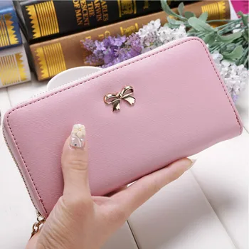 

YASTIC Cards Holder Wallet Ladies Cute Women Long Wallet Pure Color Clutch Bag PU Leather Phone Card Bag