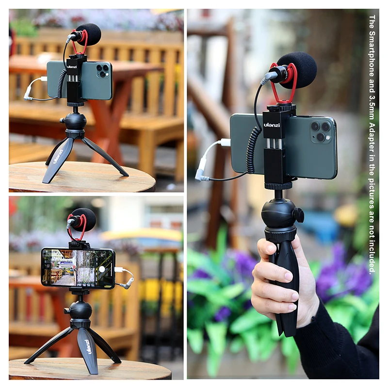 Ulanzi Record Microphone Tripod Vlog Kit Mini Tripod Vertical Shooting Phone Mount Kit 3.5MM Jack Video Audio Microphone