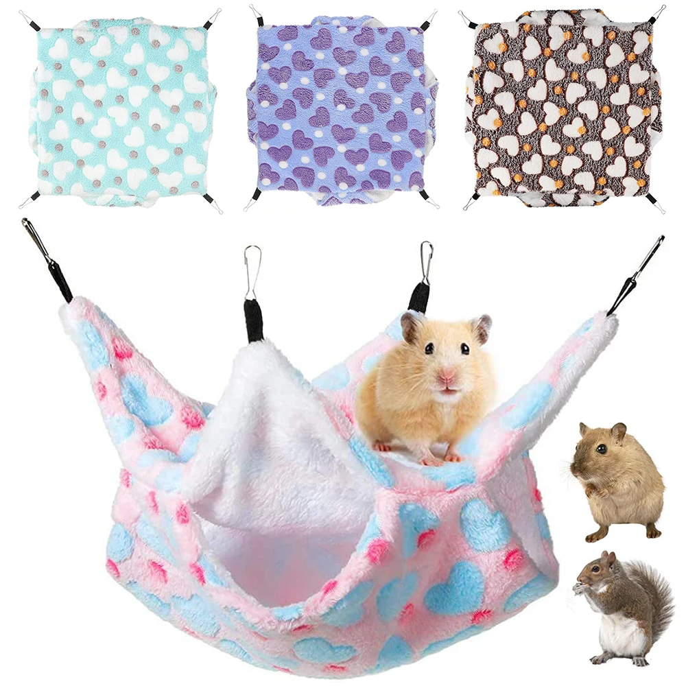 Warm Hamster Hammock Rat Hanging Beds Double Layer Plush Cotton House