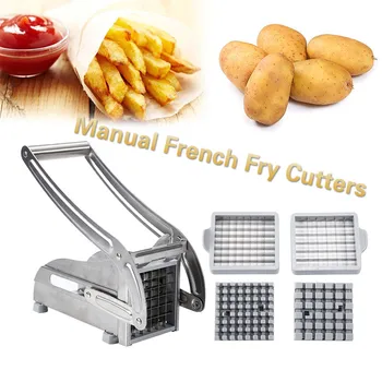

Stainless Steel Manual Pressing Fries Machine Potato Slicer French Fries Maker Kitchen Tools Chips Strip Machine Fry Cutters Hot