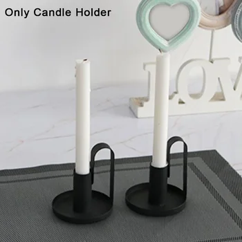 

2pcs Candle Holder Bar Portable Freestanding Wedding With Handle Dinner Table Retro Iron Round Modern Home Decor Desktop Party