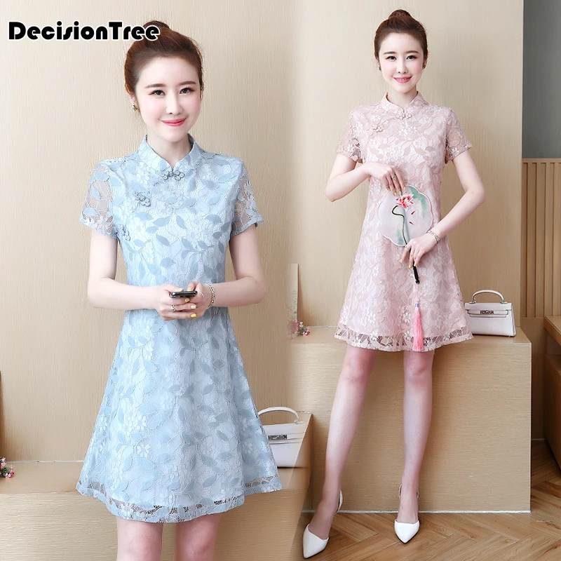 Китайское традиционное свадебное платье cheongsam Восточное женское элегантное qipao сексуальное кружевное короткое платье с вышивкой qipao