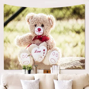 

Doll Bear Print Hanging Cloth Photo Background Cloth Corridor Bedroom Tapestry Beach Towel
