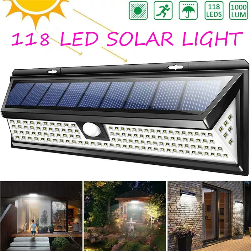 Solar Lamp 118 LED PIR Motion Sensor Lamp Outdoors IP65 Waterproof Solar Garden Lights Emergency Security Light Solar Wall Lamp (2)