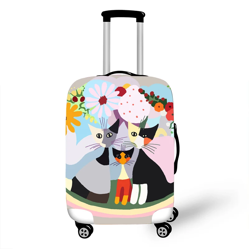 Эластичный Защитный чехол для багажа, защитный чехол для чемодана, чехлы на колесиках, Чехлы, 3D аксессуары для путешествий с рисунком кота T0120 - Цвет: F
