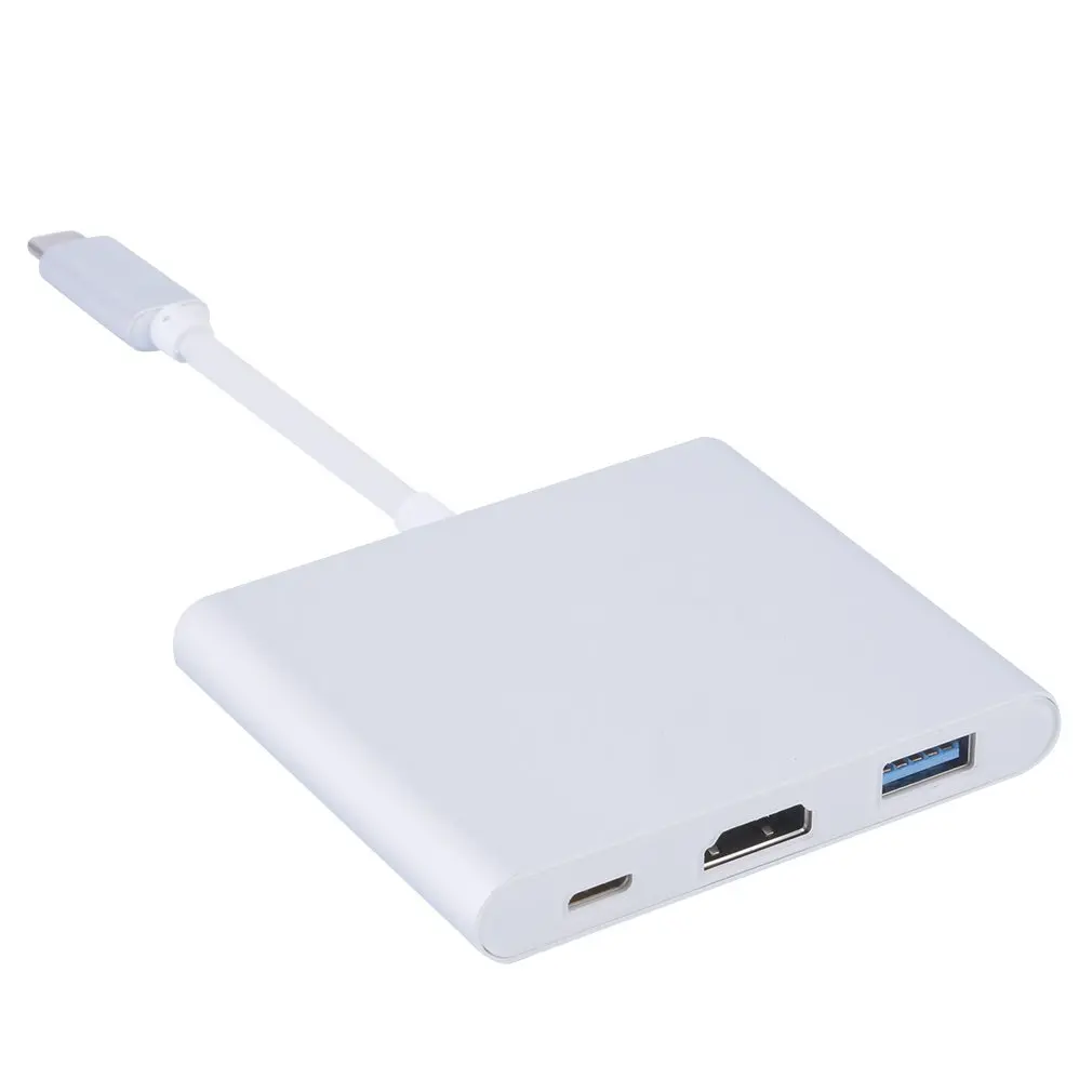 

Aluminium Alloy 76*65*11mm USB 3.0 Type C to 3-Port 4K HDMI USB-A 3.0 Adapter Cable for Macbook Tablet PC Smart Phones