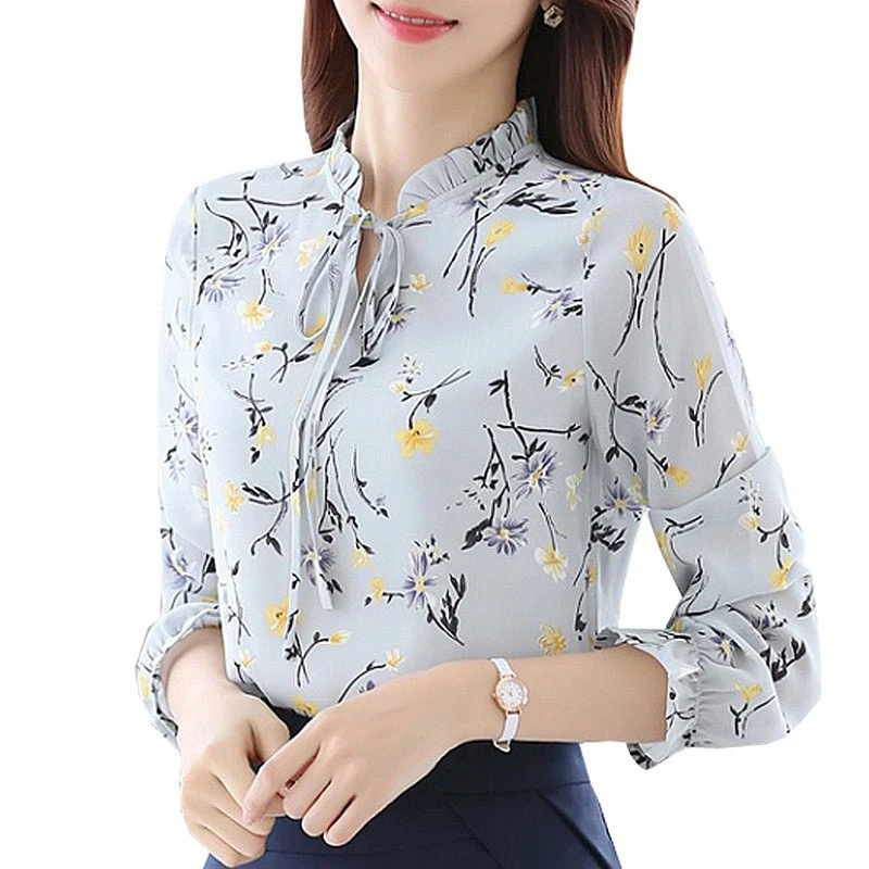 y Blusas florales de moda 2018 Blusas de Mujer manga larga otoño Blusas de chifón estampadas Mujer Blusas femeninas|Blusas y camisas| - AliExpress