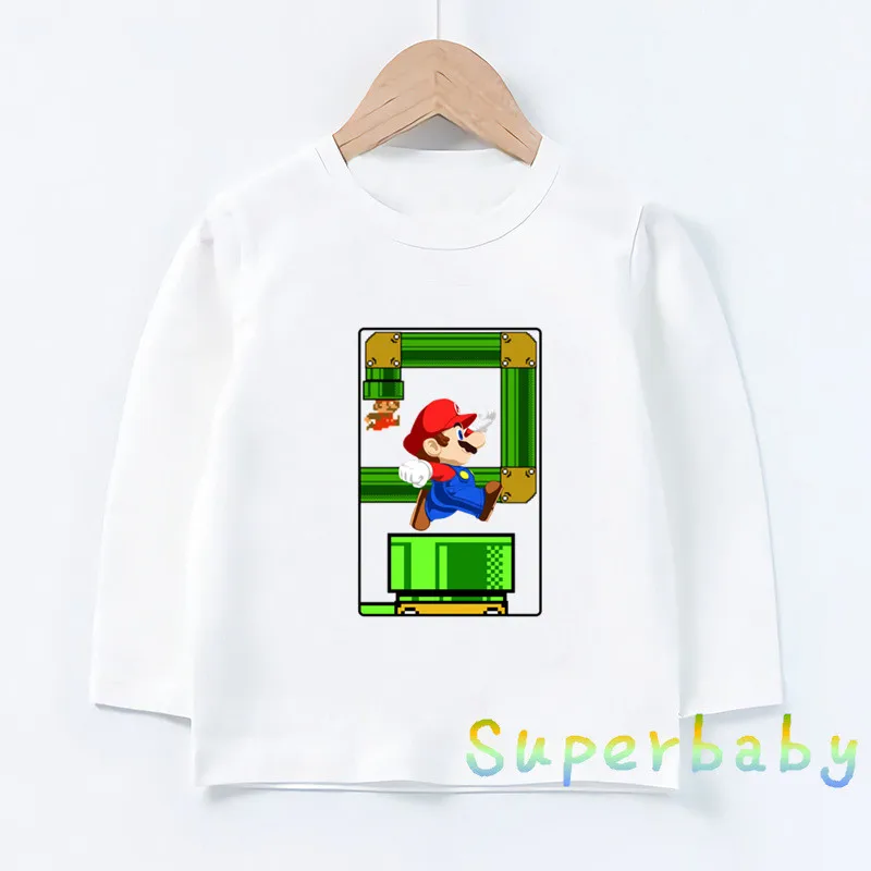 LKP5222-H Детская футболка с принтом «Super Mario Bros» Забавные топы с рисунком для маленьких мальчиков и девочек, детская футболка с длинными рукавами LKP5222 - Цвет: LKP5222-H