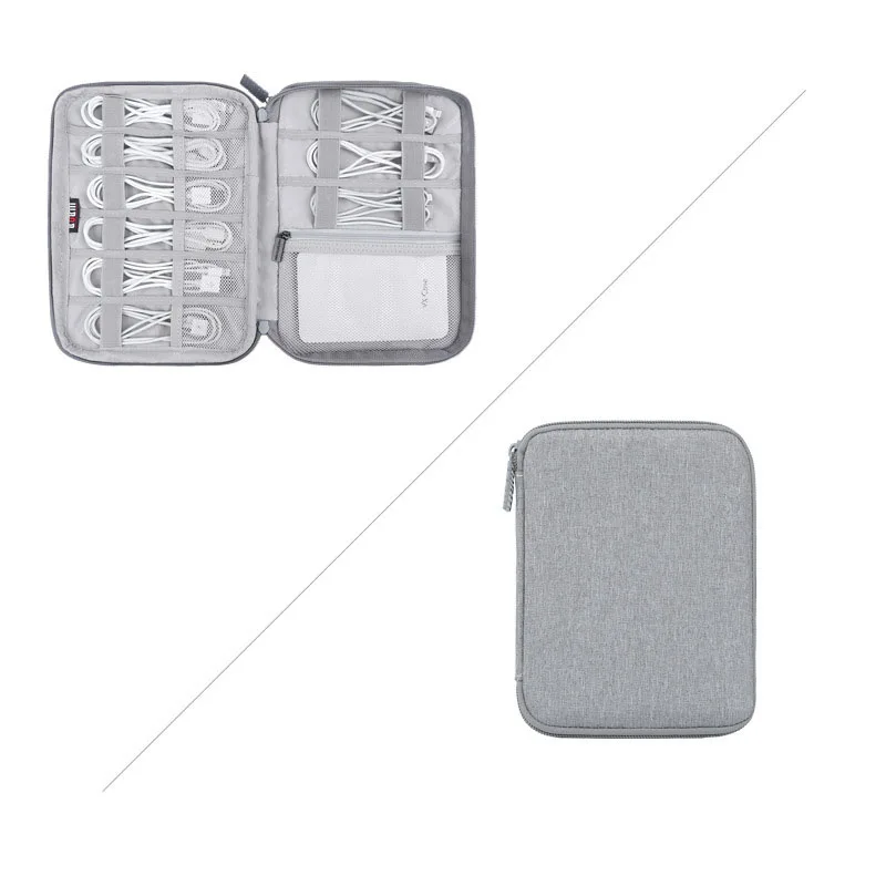 s double layer gray Портативные цифровые сумки USB кабель Органайзер зарядное устройство дорожная сумка для хранения данных сумка для наушников провод чехол флэш-накопитель для переноски - Цвет: s double layer gray