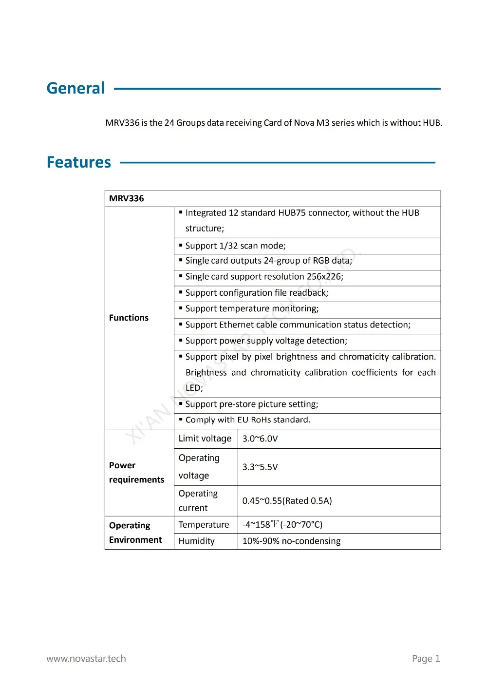 Receiving Card MRV336 Specifications-V1.1.1_02