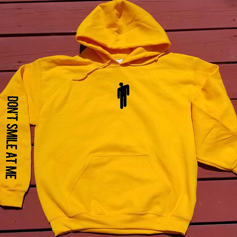 Толстовка с капюшоном с надписью Don't Smile At Me Billie Eilish, желтые и зеленые толстовки с капюшоном, Повседневный пуловер Eilish Merch, уличная одежда для женщин - Цвет: 6