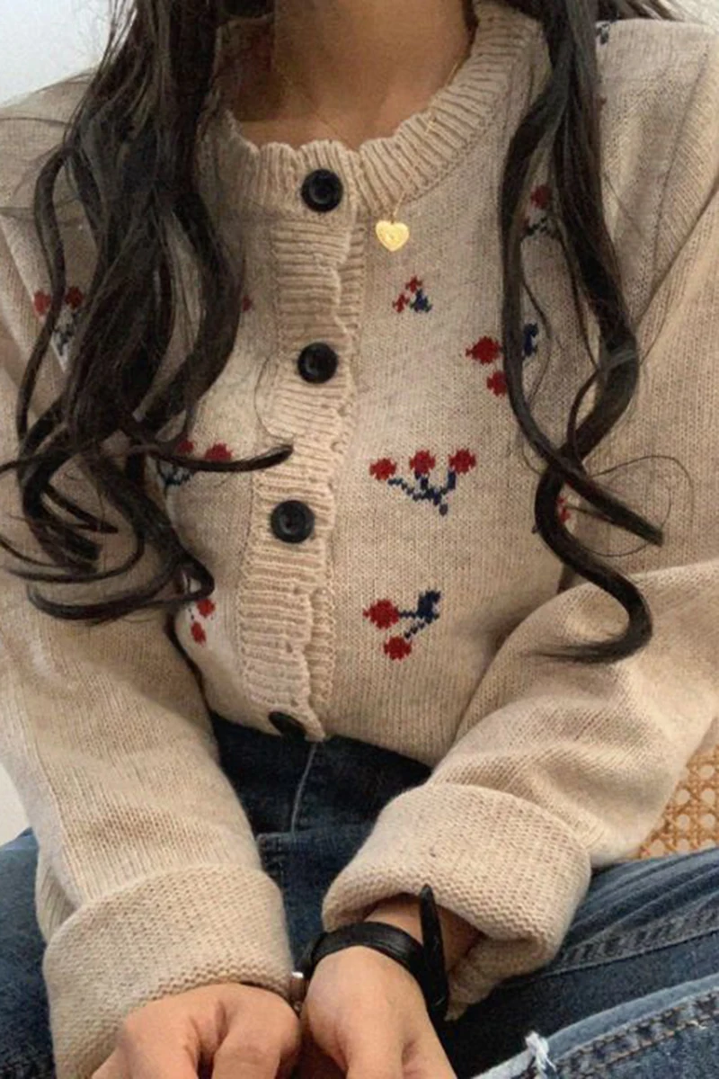 Women Sweet Cardigan 2021 Floral Print 