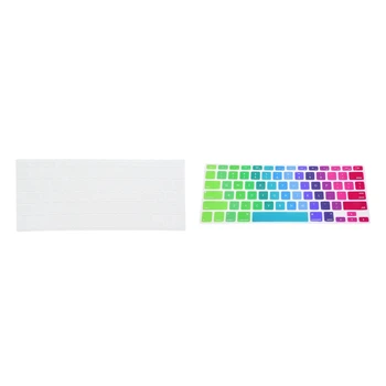 

2 Pcs Silicone Keyboard Skin Cover for Apple 13 Inch 15 Inch 17 Inch Pro, Colorful & Transparent White