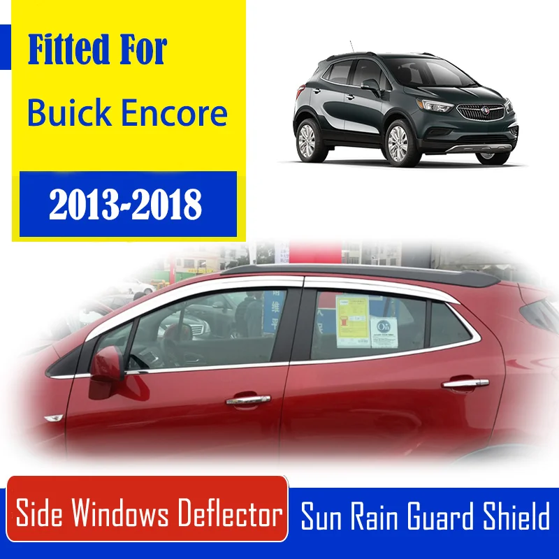 

1 Set Chrome Side Vent Sun Shade Window Visors Rain Guard Deflectors For Buick Encore 2013-2018