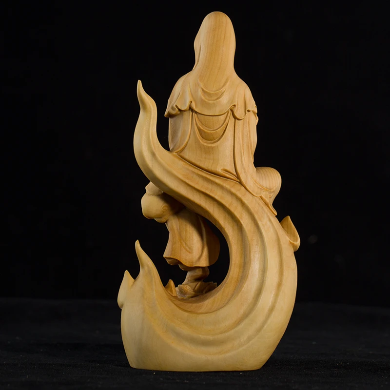 13 см резьба из самшита Ruyi Guanyin украшения Bodhisattva скульптура массива дерева статуя
